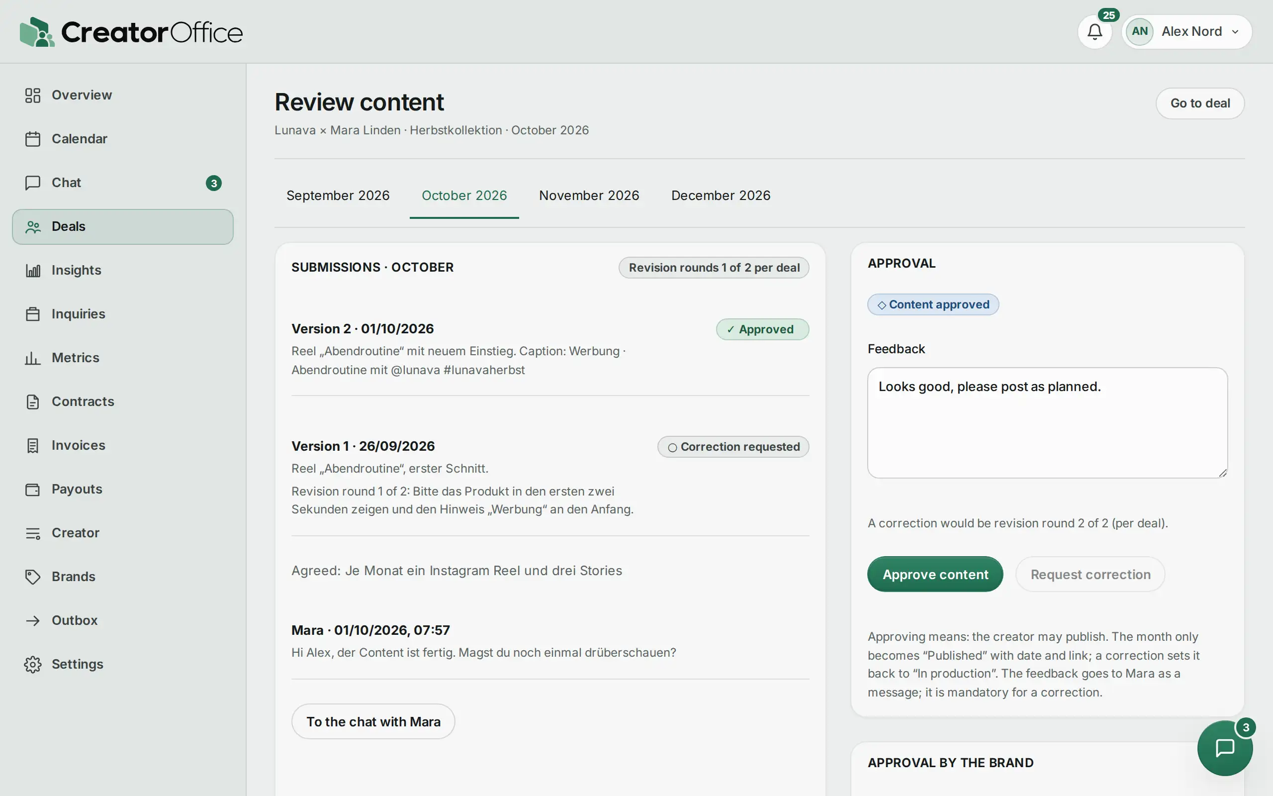 Agency portal: review and approve content.
